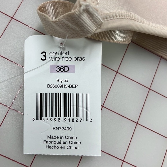 RENE ROFE NWT Beige 3 Hook Comfort Molded Padded Cup Wire Free Bra SZ 36D - Picture 8 of 10